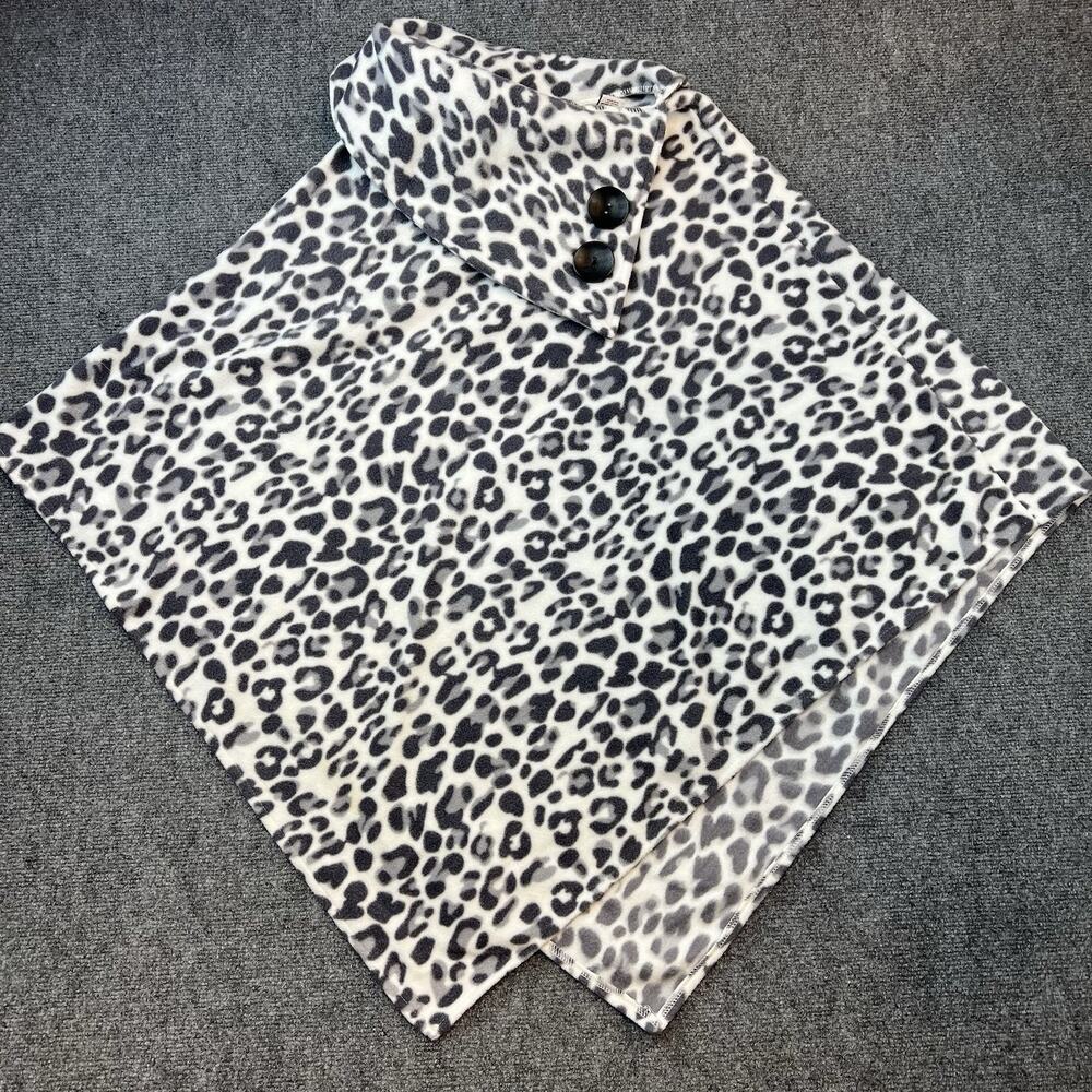 Le Moda Women’s Poncho Leopard Printed Feece Asymmetrical Oversized Collar